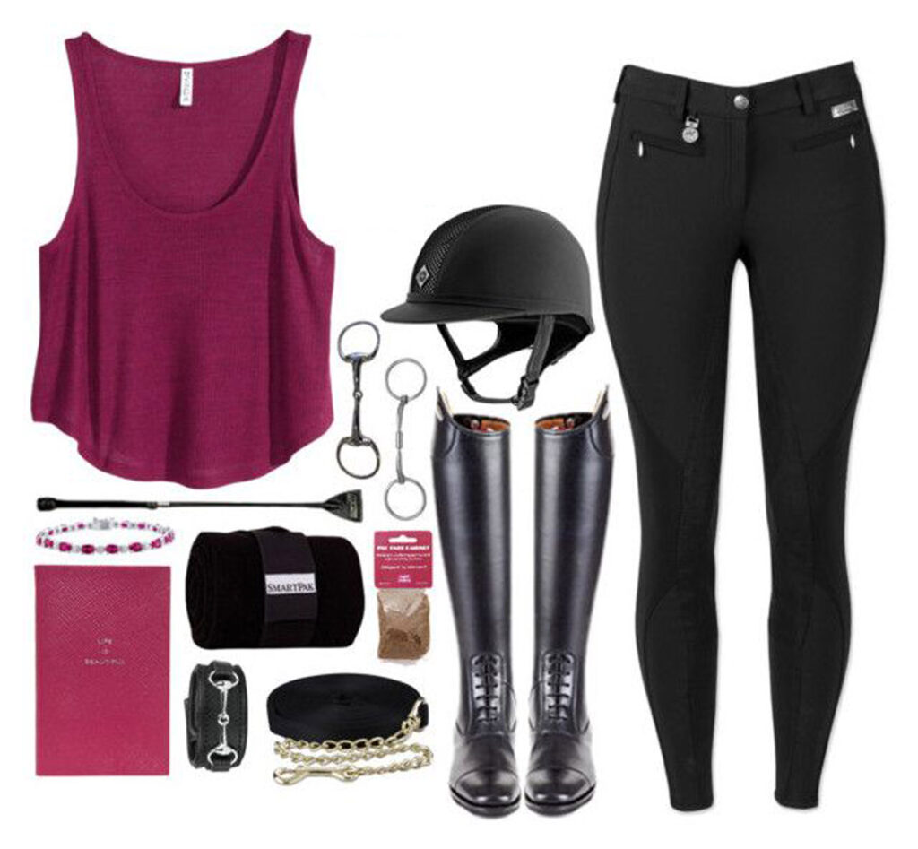 An example of an outfit to wear to a hot summer day horseback riding lesson