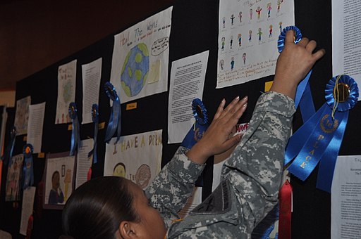 Hanging award ribbons.