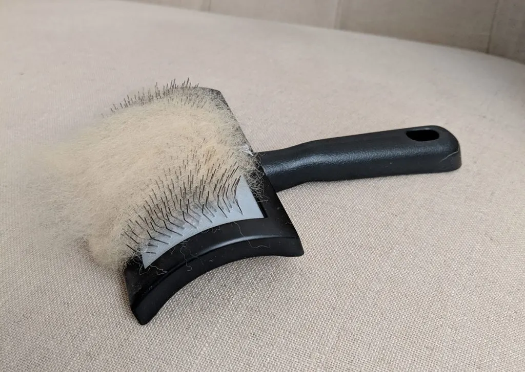  use a carding brush to align fibers