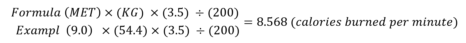 cf carlories burned horseback riding mathematical formula