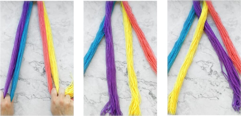 the easiest way to braid a four strand braid is with this learning method