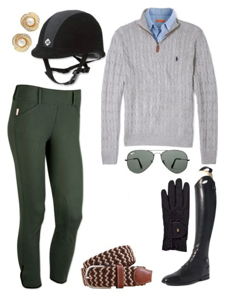 An example of a english riding lesson outfit.