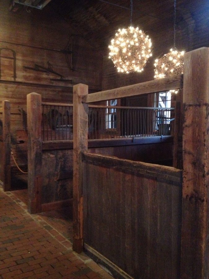 chandelier in a horse barn.